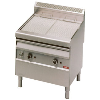 Gas grill-steamer with cooking grid in "O"-form, on undercarriage