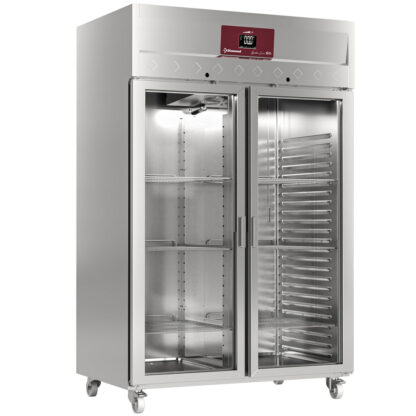 Ventilated refrigerator 1400 liters 2 glass doors GN 2/1, on wheels
