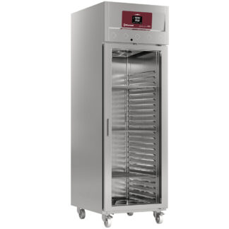 Ventilated refrigerator 700 liters, 1 glass door (GN 2/1), on wheels