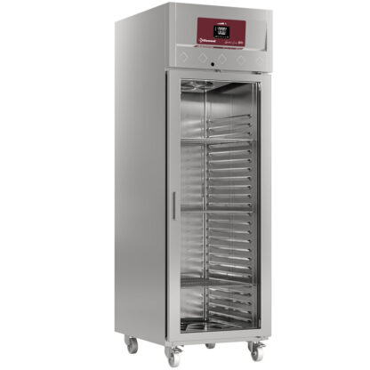 Ventilated refrigerator 700 liters, 1 glass door (GN 2/1), on wheels
