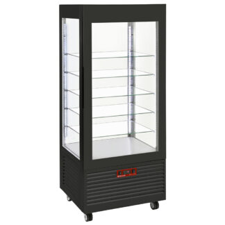 Display 4 sides T° positive, 5 glass shelves, ventilated, 480 Lit, BLACK