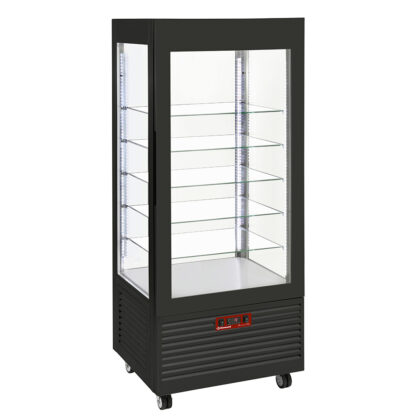 Display 4 sides TÂ° positive, 5 glass shelves, ventilated, 480 Lit, BLACK