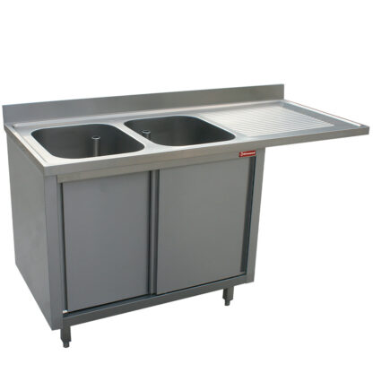 Sink 2 tanks 500x500x325 right draining board on cupboard 2 sliding doors and dishwasher space