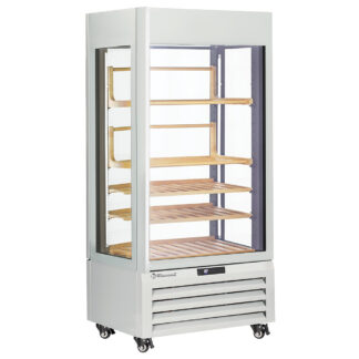 Fully glassed showcase" 600 Lt., 1 level + 4 shelves, ventilated - WINE - WHITE