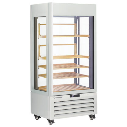 Fully glassed showcase" 600 Lt., 1 level + 4 shelves, ventilated - WINE - WHITE