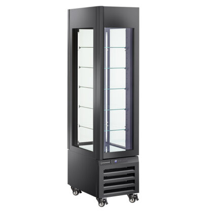 FULL vitrine 260 Lt., 5 glass levels, ventilated -ICE CREAM & PASTRY - BLACK