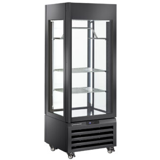 Fully glassed showcase" 440 Lt., 2 shelves & meat bar, ventilated - MEAT - BLACK
