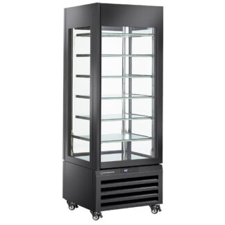 Vitrine "FULL glazed" 440 Lt., 6 glass levels, static - ICE CREAM - BLACK