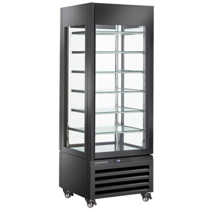 Vitrine "FULL glazed" 440 Lt., 6 glass levels, static - ICE CREAM - BLACK