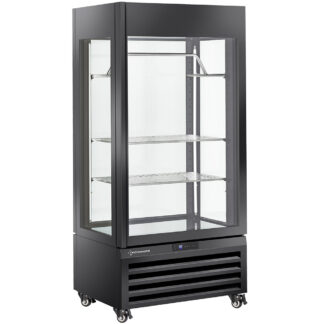Fully glassed showcase" 600 Lt., 2 shelves & meat bar, ventilated - MEAT - BLACK