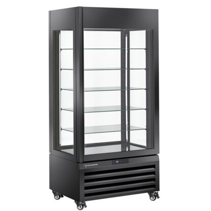 FULL vitrine 600 Lt., 5 glass levels, ventilated -  PASTRY - BLACK