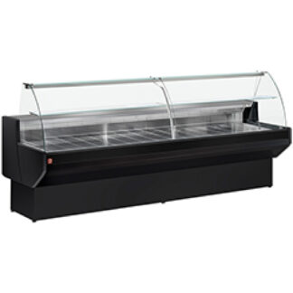 Refrigerated display counter curved glass, ventilated, with reserve - BLACK