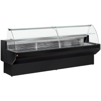 Refrigerated display counter curved glass, ventilated, with reserve - BLACK