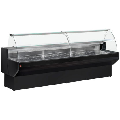 Refrigerated display counter curved glass, ventilated, with reserve - BLACK
