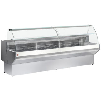 Refrigerated display counter curved glass, ventilated, with reserve - GREY/WHITE