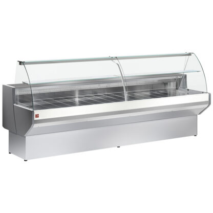 Refrigerated display counter curved glass, ventilated, with reserve - GREY/WHITE