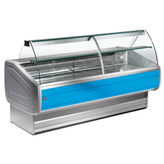 Refrigerated display counter curved glass, ventilated, with reserve