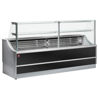 Refrigerated glass display staight panel 90Â°, with storeroom