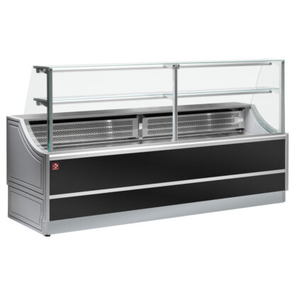 Refrigerated glass display staight panel 90Â°, with storeroom