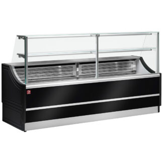 Refrigerated glass display staight panel 90Â°, with storeroom