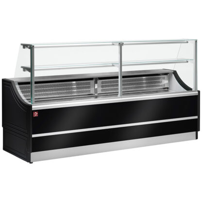Refrigerated glass display staight panel 90Â°, with storeroom