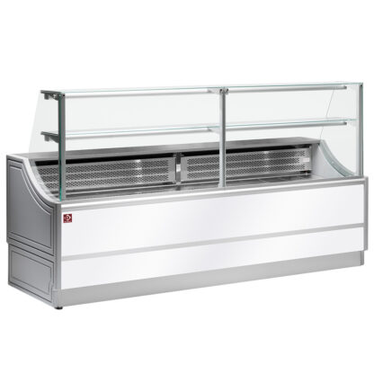 Refrigerated glass display staight panel 90Â°, with storeroom