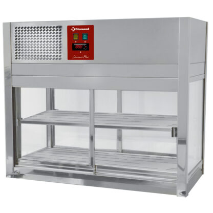 Refrigerated display, 4 glass sides, 2 sliding doors