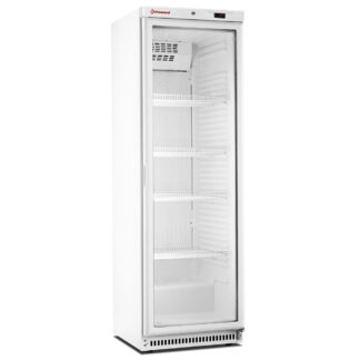 Ventilated refrigerator, glass door, 400 liters. white