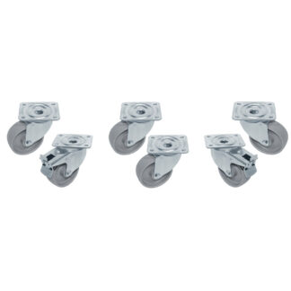 Kit 6 swiveling castors cupboards, 2 with brakes