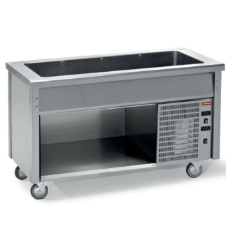 Element with refrigerated deep tank on open cupboard