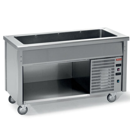 Element with refrigerated deep tank on open cupboard