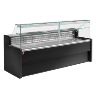 Refrigerated display counter with straight glass panel 90Â°, with  reserve - BLACK