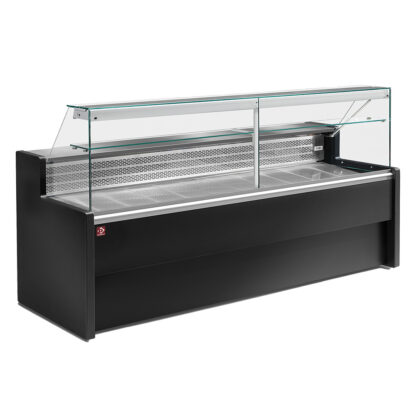 Refrigerated display counter with straight glass panel 90Â°, with  reserve - BLACK