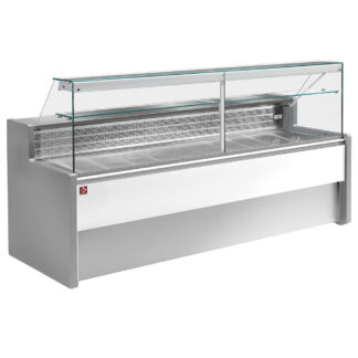 Refrigerated display counter with straight glass panel 90Â°, with reserve - GREY/WHITE