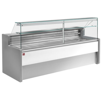 Refrigerated display counter with straight glass panel 90Â°, with reserve - GREY/WHITE