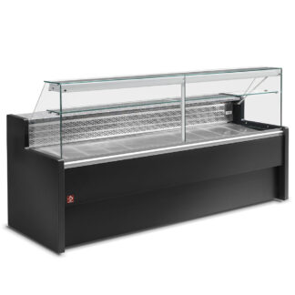 Refrigerated display counter with straight glass panel 90Â°, with  reserve - BLACK