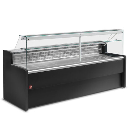Refrigerated display counter with straight glass panel 90Â°, with  reserve - BLACK