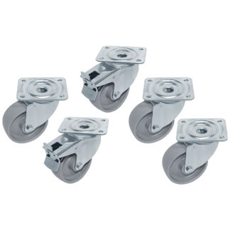 Kit 5 SST castors for tables, swiveling, 2 with brakes