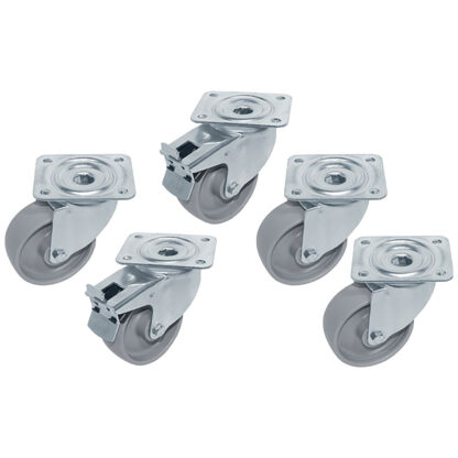 Kit 5 SST castors for tables, swiveling, 2 with brakes