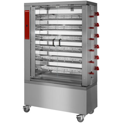 Chicken gas roaster, 6 spits, with wheels (36 chickens)