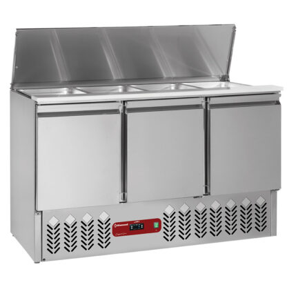 Refrigerated saladette with lid 4x GN 1/1 - 150 mm + reserve 3 doors GN 1/1, 380 Lit