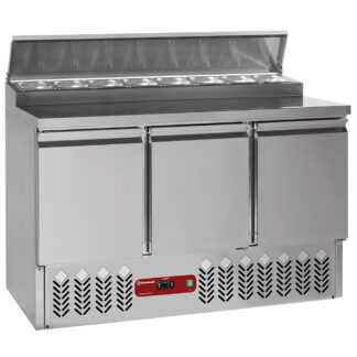Refrigerated preparation table 3 doors GN 1/1, 340 Lit + refrigerated structure 8x GN1/6-150 mm