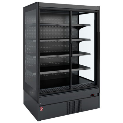 Refrigerated wall element, glass sides, self-service, swinging doors - Black decor