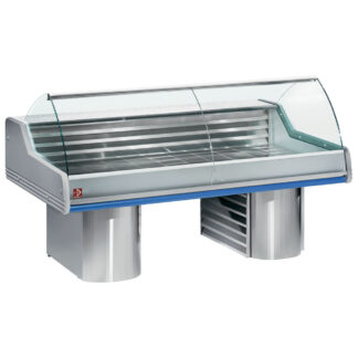 Refrigerated counter with curved glass, on bases
