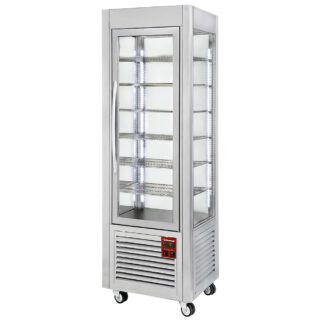 Panoramic display, 5 shelves, ventilated, 360 LT, Stainless steel.