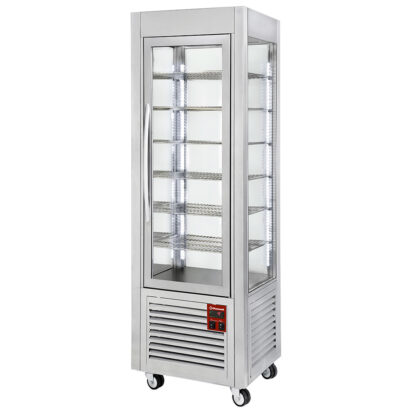 Panoramic display, 5 shelves, ventilated, 360 LT, Stainless steel.