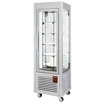 Panoramic display, 5 rotating plates, 360 LT, stainless steel.