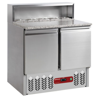 Refrigerated preparation table 2 doors GN 1/1, 240 Lit, refrigerated structure 5x GN1/6-150 mm