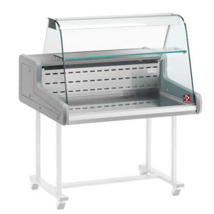 Refrigerated display counter - curved glass panel