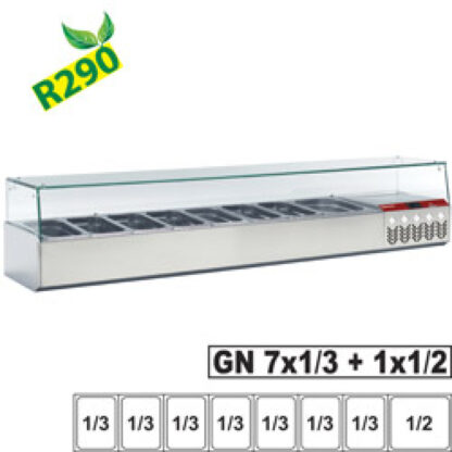 Refrigerated structure GN 7x 1/3, 1x 1/2 with right glass